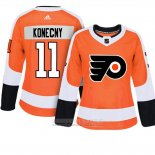 Camiseta Hockey Mujer Philadelphia Flyers 11 Travis Konecny Adizero Jugador Primera Naranja