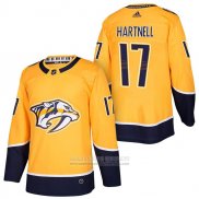 Camiseta Hockey Nashville Predators 17 Scott Hartnell 2018 Autentico Autentico Primera Amarillo