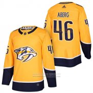 Camiseta Hockey Nashville Predators 46 Pontus Aberg Autentico Primera 2018 Amarillo