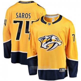 Camiseta Hockey Nashville Predators Juuse Saros Primera Premier Breakaway Oro