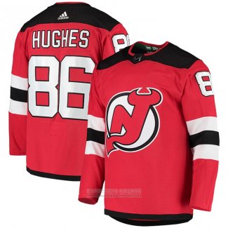 Camiseta Hockey New Jersey Devils Jack Hughes Autentico Primera Rojo