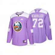 Camiseta Hockey New York Islanders 72 Anthony Beauvillier Autentico 2018 Fights Cancer Violeta