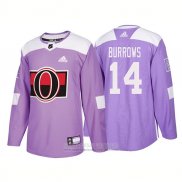 Camiseta Hockey Ottawa Senators 14 Alexandre Burrows Autentico 2018 Fights Cancer Violeta