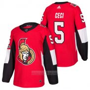 Camiseta Hockey Ottawa Senators 5 Cody Ceci Autentico Primera 2018 Rojo