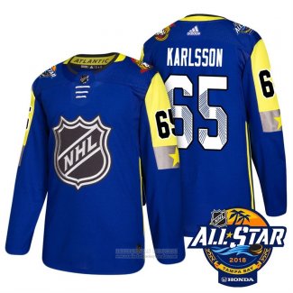 Camiseta Hockey Ottawa Senators 65 Erik Karlsson Azul 2018 All Star Autentico