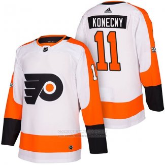 Camiseta Hockey Philadelphia Flyers 11 Travis Konecny Autentico Segunda 2018 Blanco