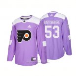 Camiseta Hockey Philadelphia Flyers 53 Shayne Gostisbehere Autentico 2018 Fights Cancer Violeta