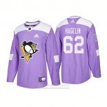 Camiseta Hockey Pittsburgh Penguins 62 Carl Hagelin Autentico 2018 Fights Cancer Violeta