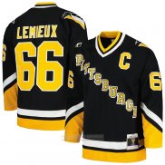 Camiseta Hockey Pittsburgh Penguins Mario Lemieux Mitchell & Ness 1992-93 Azul Line Negro