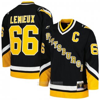 Camiseta Hockey Pittsburgh Penguins Mario Lemieux Mitchell & Ness 1992-93 Azul Line Negro