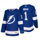 Camiseta Hockey Tampa Bay Lightning Connor Ingram Primera Autentico Jugador Azul