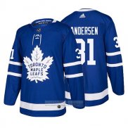 Camiseta Hockey Toronto Maple Leafs 31 Frederik Andersen Primera 2017-2018 Azul