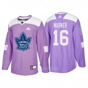 Camiseta Hockey Toronto Maple Leafs Mitchell Marner 2018 Fights Cancer Violeta