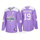 Camiseta Hockey Washington Capitals 19 Nicklas Backstrom Autentico 2018 Fights Cancer Violeta