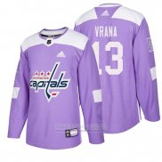 Camiseta Hockey Washington Capitals Jakub Vrana 2018 Fights Cancer Violeta