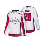 Camiseta Hockey Washington Capitals Lars Eller 2018 Season Centennial Patch Team Road Blanco