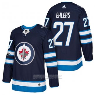 Camiseta Hockey Winnipeg Jets 27 Nikolaj Ehlers Autentico Primera 2018 Azul