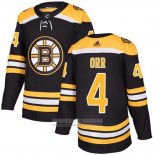 Camiseta Hockey Boston Bruins 4 Bobby Orr Negro Primera Autentico Stitched