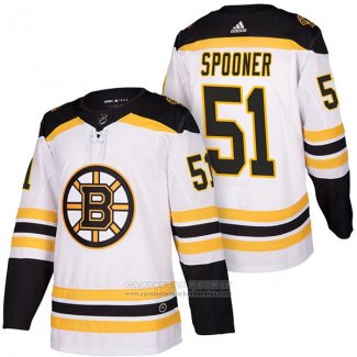 Camiseta Hockey Boston Bruins 51 Ryan Spooner 2018 Segunda Autentico Blanco