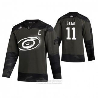 Camiseta Hockey Carolina Hurricanes Jordan Staal 2019 Dia De Los Veteranos Camuflaje