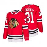 Camiseta Hockey Chicago Blackhawks 31 Anton Forsberg Primera Autentico 2018 Rojo