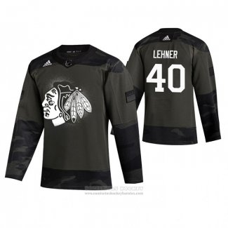 Camiseta Hockey Chicago Blackhawks Robin Lehner 2019 Dia De Los Veteranos Camuflaje