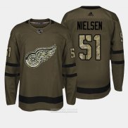 Camiseta Hockey Detroit Red Wings 51 Frans Nielsen Verde Salute To Service