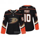 Camiseta Hockey Mujer Anaheim Ducks 10 Corey Perry Autentico Jugador Negro