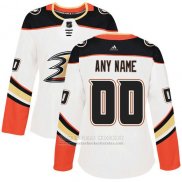 Camiseta Hockey Mujer Anaheim Ducks Segunda Personalizada Blanco