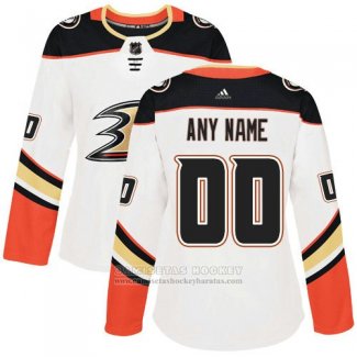 Camiseta Hockey Mujer Anaheim Ducks Segunda Personalizada Blanco