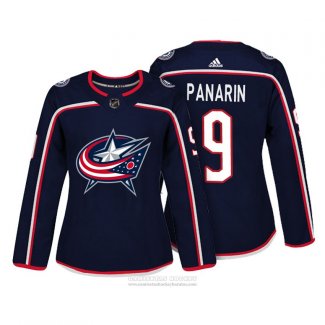 Camiseta Hockey Mujer Columbus Blue Jackets 9 Artemi Panarin Autentico Jugador Azul