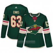 Camiseta Hockey Mujer Minnesota Wild 63 Tyler Ennis Adizero Jugador Primera Verde