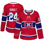 Camiseta Hockey Mujer Montreal Canadiens 24 Phillip Danault Adizero Jugador Primera Rojo