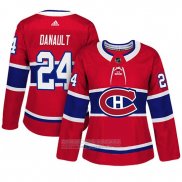 Camiseta Hockey Mujer Montreal Canadiens 24 Phillip Danault Adizero Jugador Primera Rojo