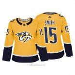 Camiseta Hockey Mujer Nashville Predators 15 Craig Smith Autentico Jugador Amarillo