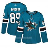 Camiseta Hockey Mujer San Jose Sharks 89 Mikkel Boedker Primera Adizero Jugador Verde