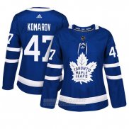 Camiseta Hockey Mujer Toronto Maple Leafs 47 Leo Komarov Primera Adizero Jugador Azul