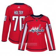 Camiseta Hockey Mujer Washington Capitals 70 Braden Holtby Adizero Jugador Primera Rojo