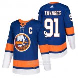 Camiseta Hockey New York Islanders 91 John Tavares Autentico Primera Captain 2018 Azul