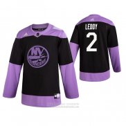 Camiseta Hockey New York Islanders Nick Leddy 2019 2019 Fights Cancer Negro