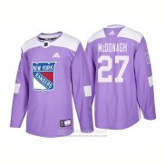 Camiseta Hockey New York Rangers 27 Ryan Mcdonagh Autentico 2018 Fights Cancer Violeta