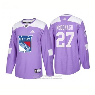 Camiseta Hockey New York Rangers 27 Ryan Mcdonagh Autentico 2018 Fights Cancer Violeta