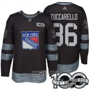 Camiseta Hockey New York Rangers 36 Mats Zuccarello 2017 100 Aniversario Negro