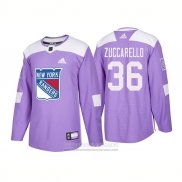 Camiseta Hockey New York Rangers 36 Mats Zuccarello Autentico 2018 Fights Cancer Violeta