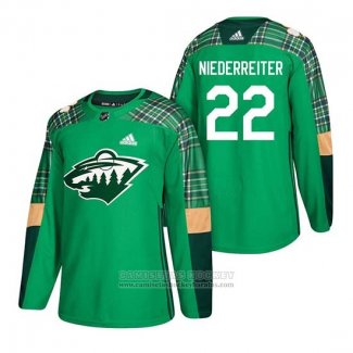 Camiseta Hockey Nino Minnesota Wild Niederreiter 2018 St. Patrick's Day Verde