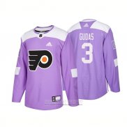 Camiseta Hockey Philadelphia Flyers 3 Radko Gudas Autentico 2018 Fights Cancer Violeta