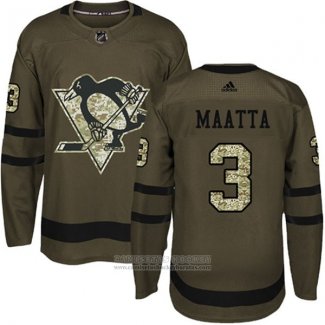 Camiseta Hockey Pittsburgh Penguins 3 Olli Maatta Salute To Service 2018 Verde