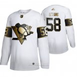 Camiseta Hockey Pittsburgh Penguins Kris Letang Golden Edition Autentico Blanco