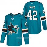 Camiseta Hockey San Jose Sharks 42 Joel Ward Autentico Primera 2018 Verde