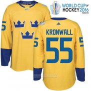 Camiseta Hockey Suecia Niklas Kronwall 55 Premier 2016 World Cup Amarillo